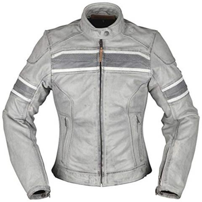 Iona Giacca Donna In Pelle Moto Grigio Chiaro 38