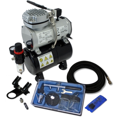 Set per principianti AS189 compressore con 1 pistola a spruzzo e gamma completa di accessori