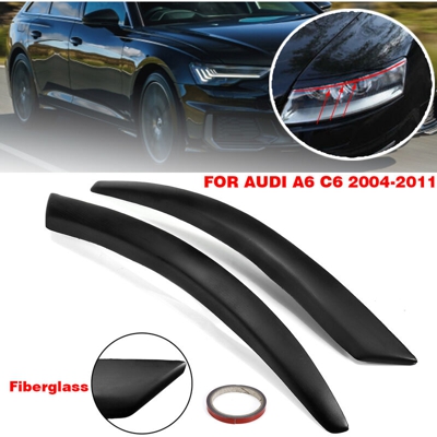 2x copertura palpebra sopracciglia faro per AUDI A6 C6 2004-2011 in fibra di vetro