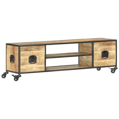 Mobile Porta Tv 130x30x39 Cm In Legno Massello Di Mango