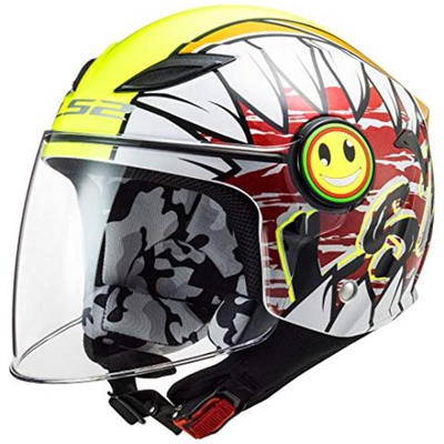 306022154m Casco Moto Jet Of602 Divertente Crunch, Bambini, Bianco / Giallo, M