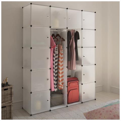 Scaffale Armadietto Modulare Con 14 Scomparti Bianco 37 X 146 180,5 Cm