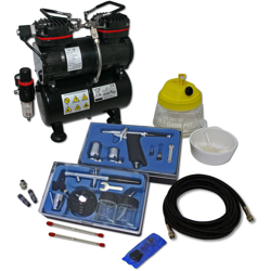 Set AS196 compressore con 2 pistole a spruzzo professionali, gamma completa di accessori precio