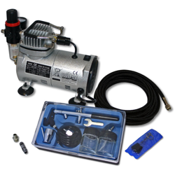 Set per principianti AS18-2 compressore con 1 pistola a spruzzo e gamma completa di accessori en oferta