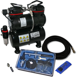 Wiltec - Set AS196 compressore con 1 pistola a spruzzo per principianti, gamma completa di accessori precio