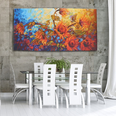 Pittura a olio artistica senza cornice con stampa girasole 120X60 cm Decorazione da parete Bellissimo astratto