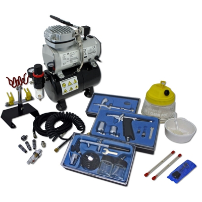 Set professionale AS189 compressore con 3 pistole a spruzzo e gamma completa di accessori