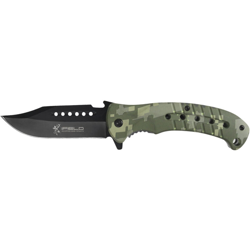 Coltello tattico iFIELD Basic EL29031, mango mimetismo digitale in alluminio colore alluminio, lama nera 9,5 cm, con clip da cintura, totale 20 cm en oferta