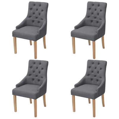 Sedie Da Pranzo In Rovere 4 Pezzi Tessuto Grigio Scuro