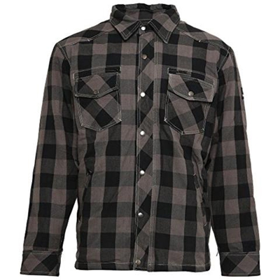 Bores Lumberjack - Camicia Da Uomo, Antistrappo, Impermeabile, Un Quadretti, Colore: Grigio / Nero, Taglia S