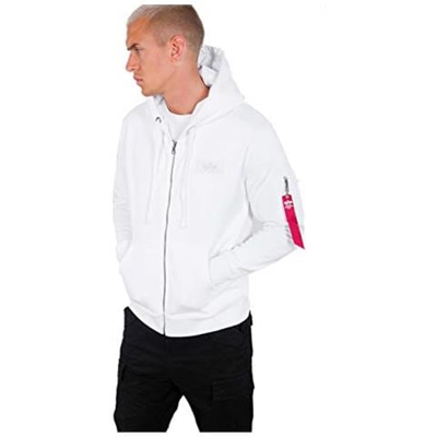 Indietro Stampa Felpa Con Cappuccio Zip Bianco / Nero Xxl