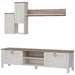 Mobile Porta Tv Sento - Con Ante, Mensola, Ripiani - Da Salotto - Bianco, Noce In Legno, 160 X 35 X 42 Cm precio