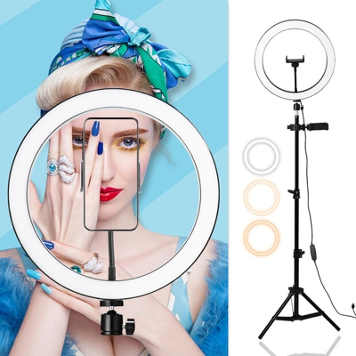 Luce rotonda per selfie a LED da 10 'dimmerabile con clip per telefono Luminosit