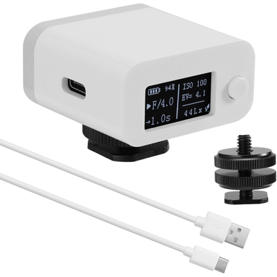 M08 Esposimetro Fotocamera Fotometro Fotografia Set-top Esposimetro a riflessione Esposimetro per fissaggio a scarpa caldo / freddo, Bianco