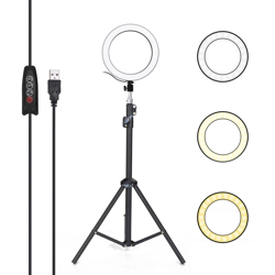 Asupermall - Fotografia in lega di alluminio LED Selfie Ring Light Dimmerabile Fotocamera Anello per telefono Lampada con treppiede da 1,6 m per en oferta