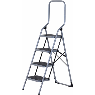 HOMCOM Scala Pieghevole in Metallo con 4 Gradini Carico Massimo 150kg 48x63x155cm