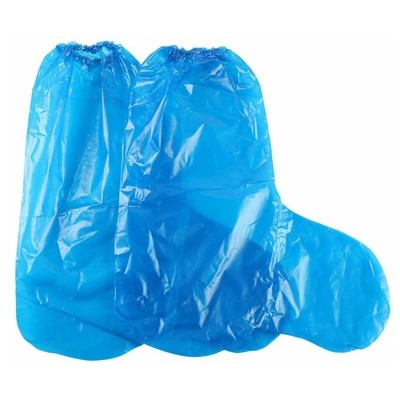 Copriscarpe da campeggio e outdoor in polietilene monouso LangRay, confezione da 10, blu trasparente