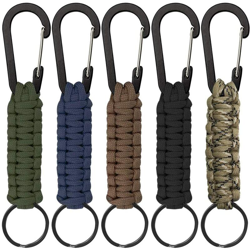 LangRay 5 pezzi paracord portachiavi con moschettone, cordino intrecciato anello gancio clip per coltello chiave torcia elettrica campeggio características
