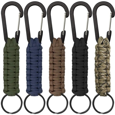 LangRay 5 pezzi paracord portachiavi con moschettone, cordino intrecciato anello gancio clip per coltello chiave torcia elettrica campeggio