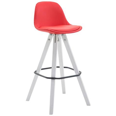 Sgabello Alto Bar Franklin In Similpelle I Sedia Alta Bancone Cucina Design Scandinavo Con Poggiapiedi Gambe Quadrate Rosso Bianco (Rovere)