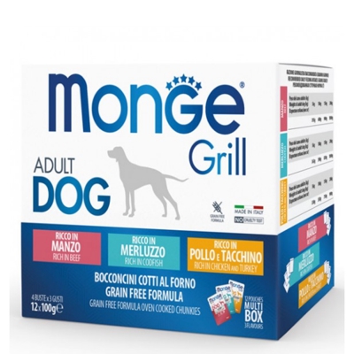 Monge Grill Adult Dog Multipack: Salmone - Maiale - Agnello