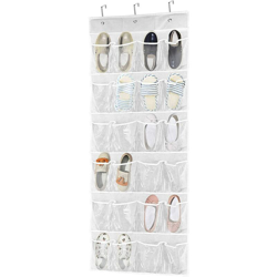 Organizer per scarpe multifunzione da appendere LangRay con 24 tasche grandi - Trasparente - Per cucina, bagno, camera da letto en oferta