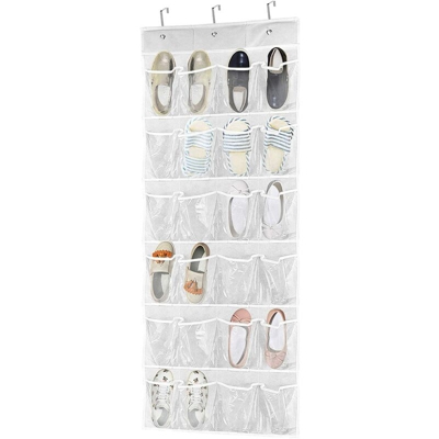 Organizer per scarpe multifunzione da appendere LangRay con 24 tasche grandi - Trasparente - Per cucina, bagno, camera da letto