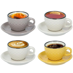 Lgvshopping - Set 8 pezzi per colazione caffe' espresso tazze e piattini tazzine ceramica precio
