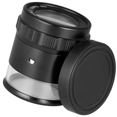 Asupermall - 10X Mini Lente d'ingrandimento portatile multifunzionale con scala a LED Lente d'ingrandimento portatile da 28 mm per gioielliere con 8