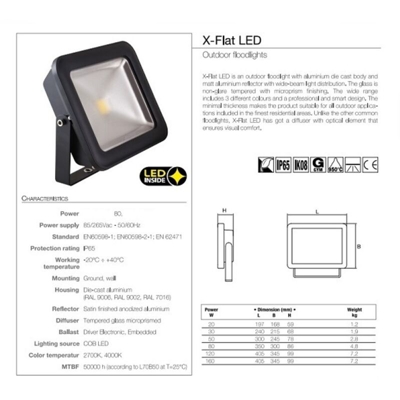 8730 X-FLAT LED 80W ANTRACITE 4K - Beghelli