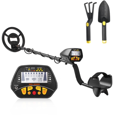 Asupermall - Metal Detector Underground Gold Finder Treasure Hunter con display LCD Gold Digger con rastrello in plastica e pala in plastica,Con