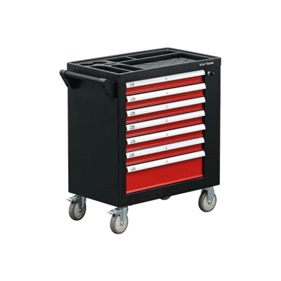 Carrello da officina BGS - Nero e rosso - 7 cassetti - Porta laterale - 4074-1