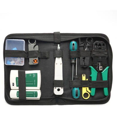 14pcs Portable Ethernet Network Hardware Bag Tool Network LAN Cable Crimpatore Pinze Kit di strumenti Set di strumenti di riparazione di rete Tester