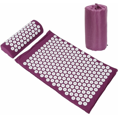 Set Tappetino Agopressione,Tappetino per Agopressione+Cuscino per Agopuntura,Rilassamento Muscolare, Circolazione Sanguigna, con Borsa da Viaggio