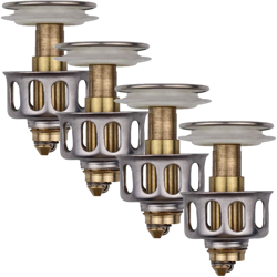 Filtro di scarico universale per lavabo da 4 pezzi Filtro pop-up per lavandino del bagno Tappo di scarico con cestello Tappo di scarico per lavandino en oferta