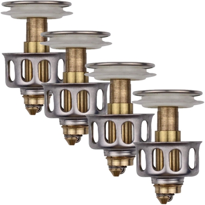 Filtro di scarico universale per lavabo da 4 pezzi Filtro pop-up per lavandino del bagno Tappo di scarico con cestello Tappo di scarico per lavandino