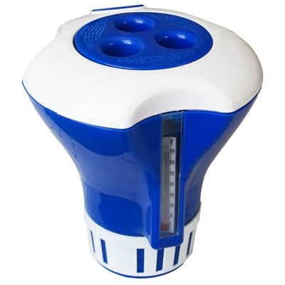 KKmoon Galleggiante Galleggiante Tazza Galleggiante Piscina Spa Dosatore di cloro Tablet Galleggiante con termometro integrato con display F / C, blu