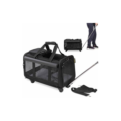 Transportatore di Viaggio per Animali Domestici con 4 Doppie Ruote e Maniglia Estensibile per Portare Il Tuo Piccolo a Medio Cane e Gatto - Nero precio