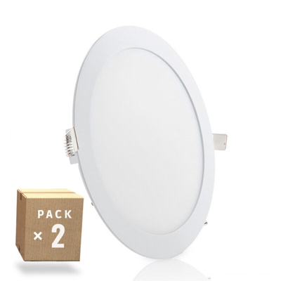 Greenice - Pack 2 Downlight LED Slimline Circolare Ecoline 240Mm 20W 1600Lm 30.000H | Bianco Caldo (GR-RDP15-20W-CW-PK2-AP)