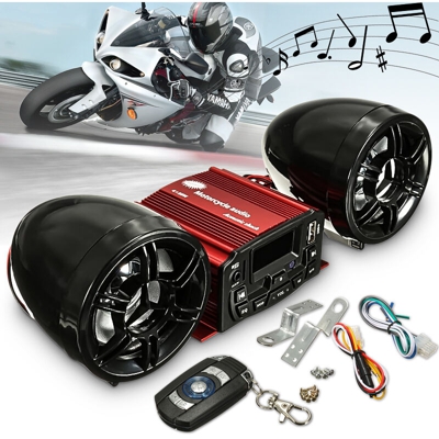 Corno Altoparlante stereo Telecomando SD USB MP3 Radio FM Audio Autoradio Moto