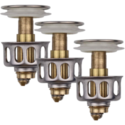 Filtro di scarico universale per lavabo da 3 pezzi Filtro pop-up per lavandino del bagno Tappo di scarico con cestello Tappo di scarico per lavandino en oferta