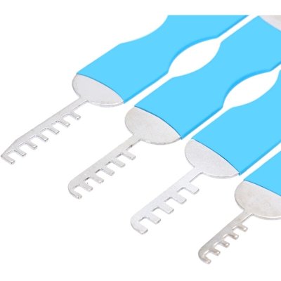 7pcs pettine in acciaio inox Picks Lock Opener Attrezzi per fabbro, argento e amp;?blu