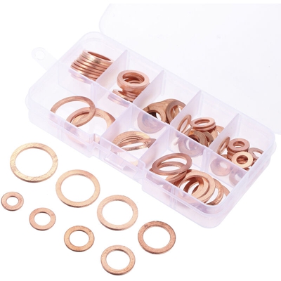 80 pz / set M6-M20 8 dimensioni Rondelle guarnizioni in rame massiccio Anello di tenuta 8 dimensioni Kit di guarnizioni ad anello piatto per