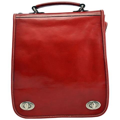 Borsello Zaino In Vera Pelle Colore Rosso - Pelletteria Toscana Made In Italy - Zaino