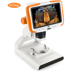 Regalo educativo microscopio LCD portatile per bambini ingrandimento 200X ingrandimento 5 pollici LCD microscopio digitale,Arancione, spina UE características