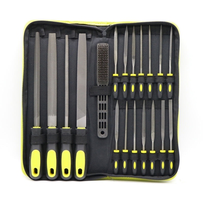 Kit di lima in acciaio 20 pezzi Set di strumenti di riparazione di raspa assortiti per la lavorazione del legno con custodia, multicolore