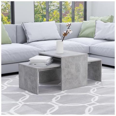 Set Tavolini Da Caffè Grigio Cemento 100x48x40 Cm In Truciolato