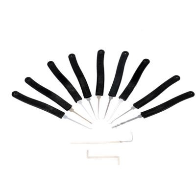 9 pezzi di grimaldello per porte set di strumenti di apertura rapida set di attrezzi per fabbro professionale con 2 piccole chiavi, nero