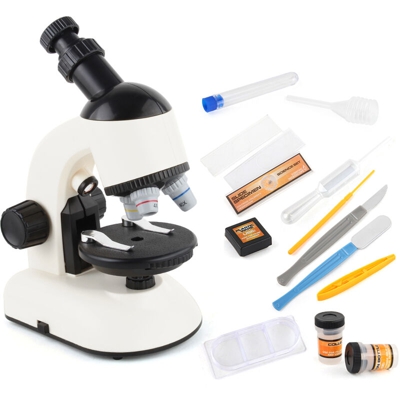 NO.XD168-002 100x / 400x / 1200x LED Strumenti scientifici raffinati Set di giocattoli per bambini Microscopio per bambini Microscopio ad alta