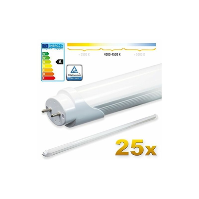 LEDVero 25x SMD LED Tubo 120cm Certificazione TÃ?V Bianco neutro - Tubo fluorescente T8 G13 - Cover opalino 18 W, 1800 Lumen- pronto per